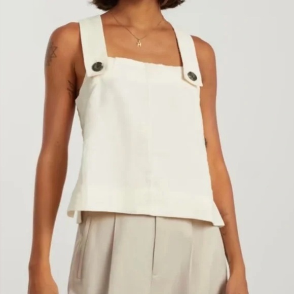 Everlane 100% Linen The Apron Linen Tank Top In Cream Canvas Size US 8 NWOT - Picture 2 of 13
